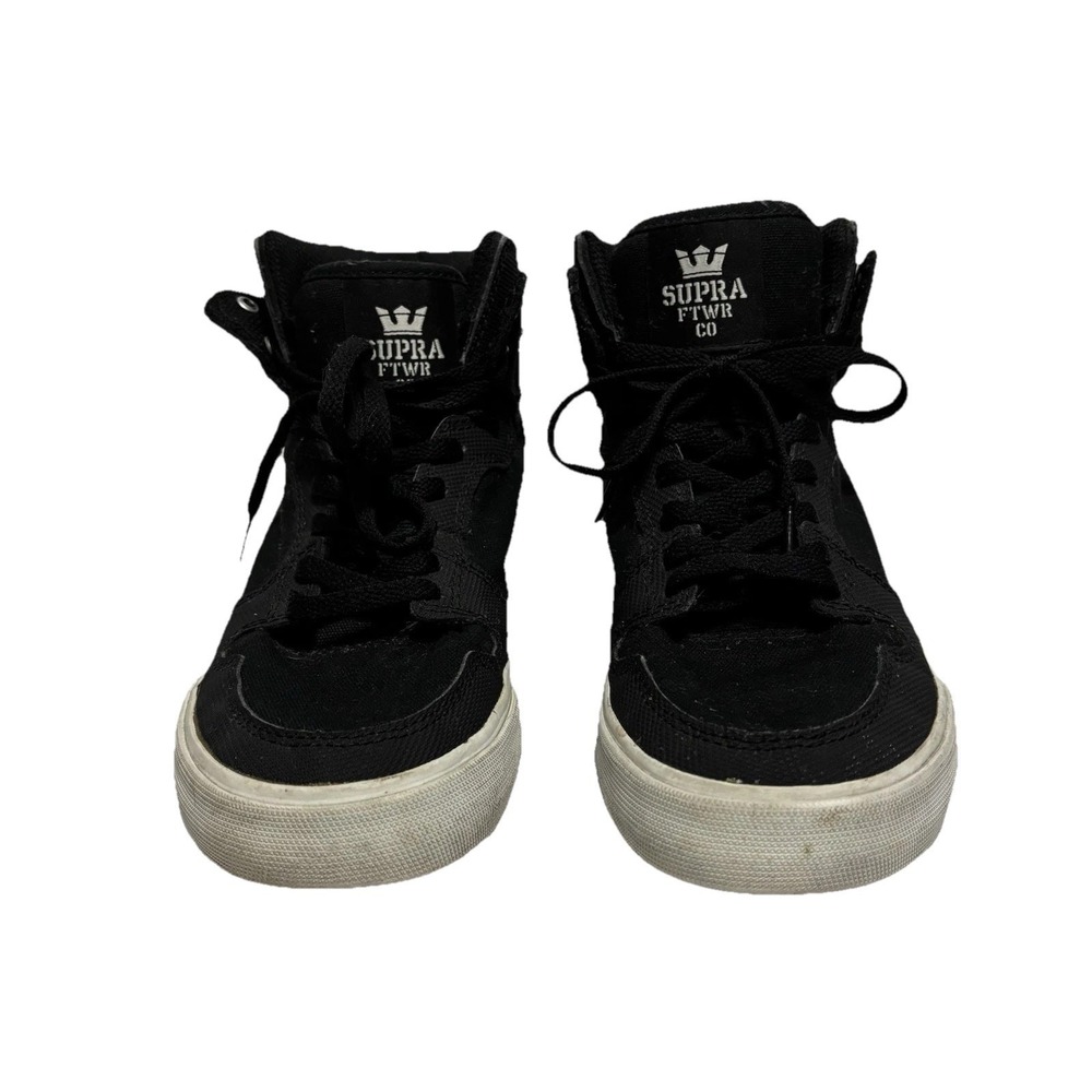 Supra High Top Sneakers Kids 6 Black Skate Shoes Lace Up Streetwear Boys Girls